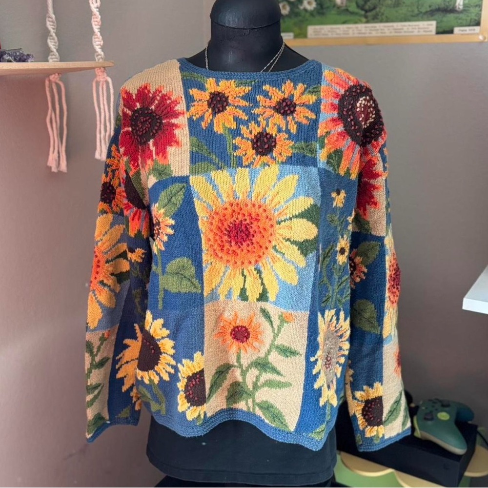 Vintage Sunflower Sweater - Multicolor